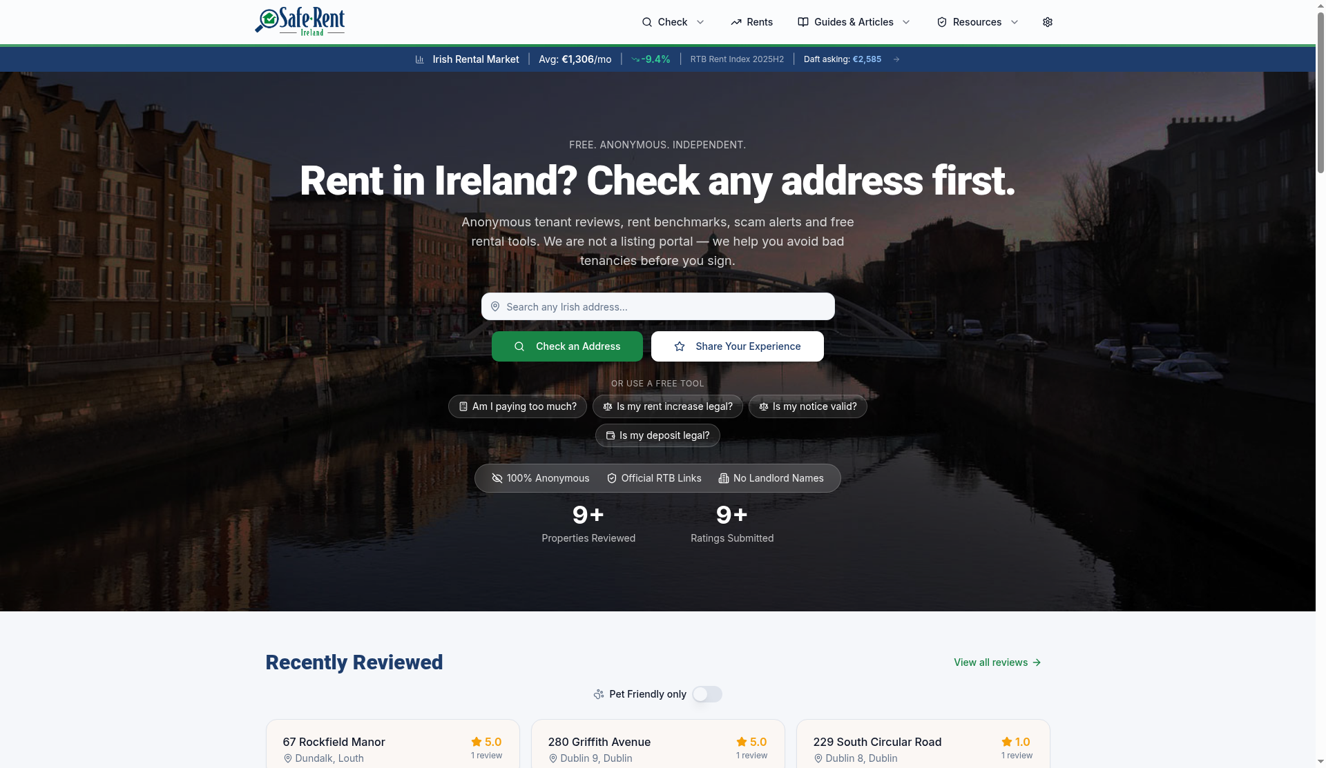 SafeRent homepage – rental address check SafeRent homepage – rental address check